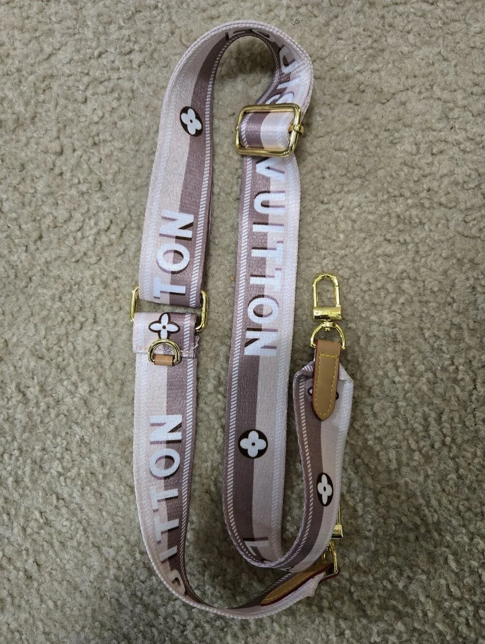 Adjustable Pink Crossbody Strap with Gold Hardware